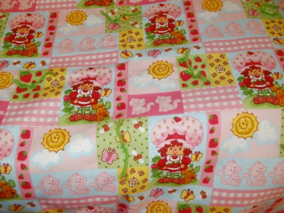 Strawberry Shortcake Baby Quilt flannel by DragonFlyDesigns2012