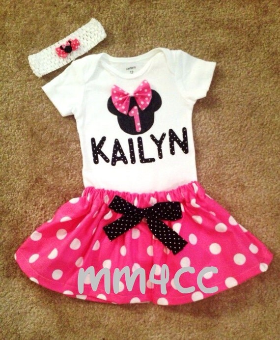 Minnie Mouse outfit Dress first Birthday Party Pink Skirt bodysuit ...