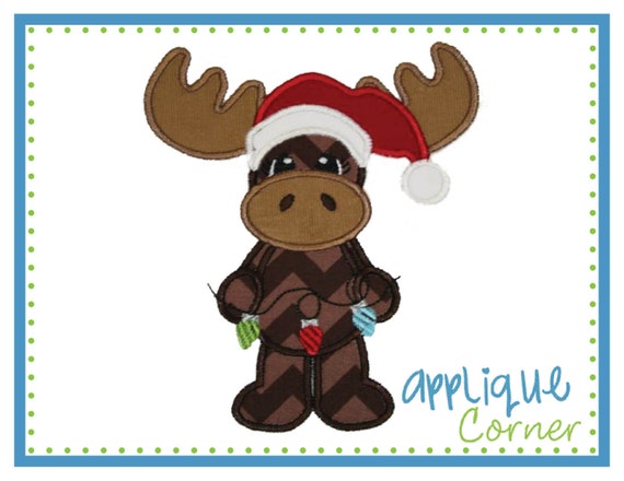 Items similar to INSTANT DOWNLOAD Christmas Moose with Lights Applique design in digital format