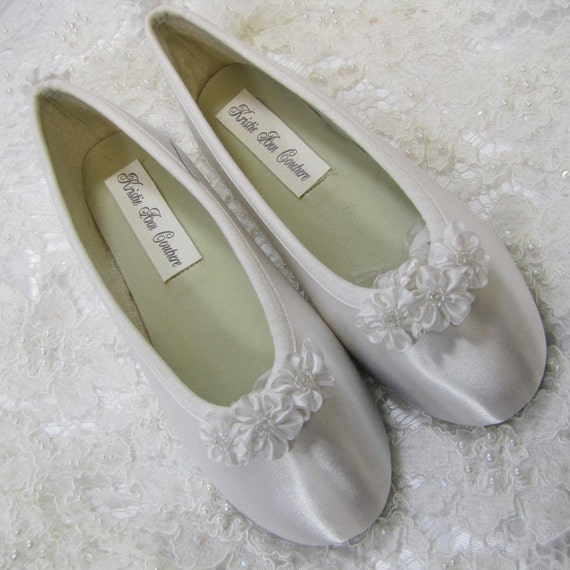 Satin Flower Girl Ballet Shoes with Triple by KristieAnnCouture