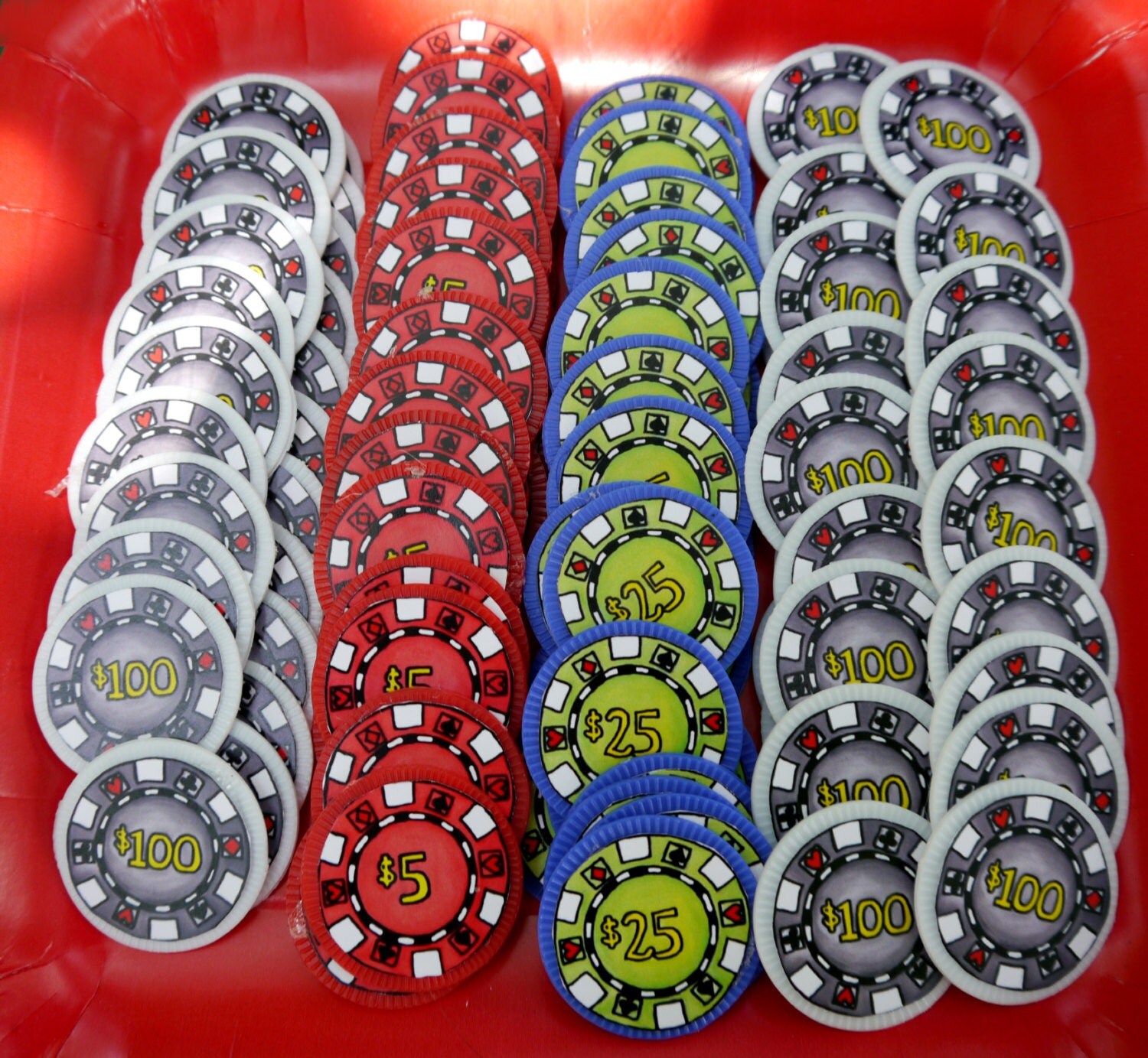 set of 80 casino poker chips for your poker Las Vegas party