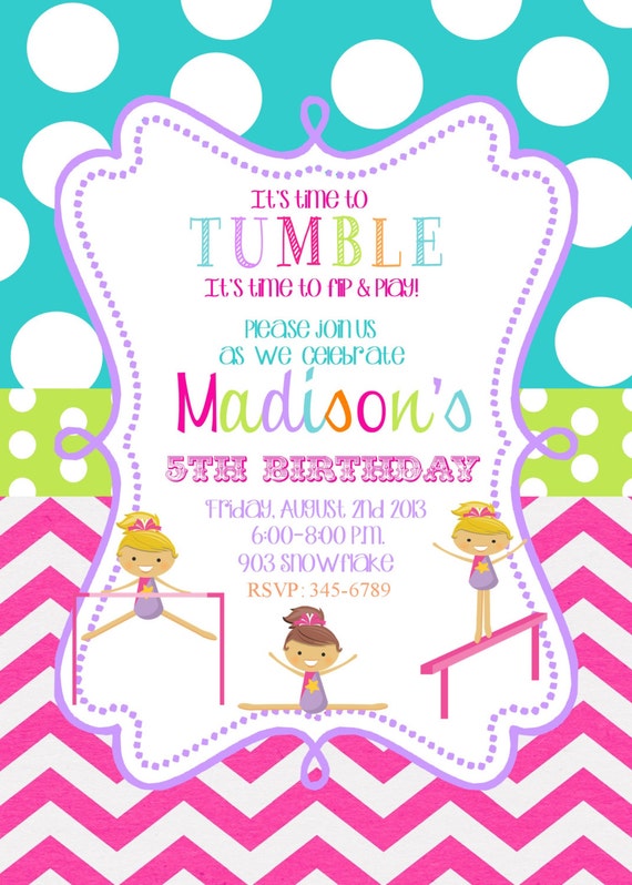 Gymnastic Party Invitations 3