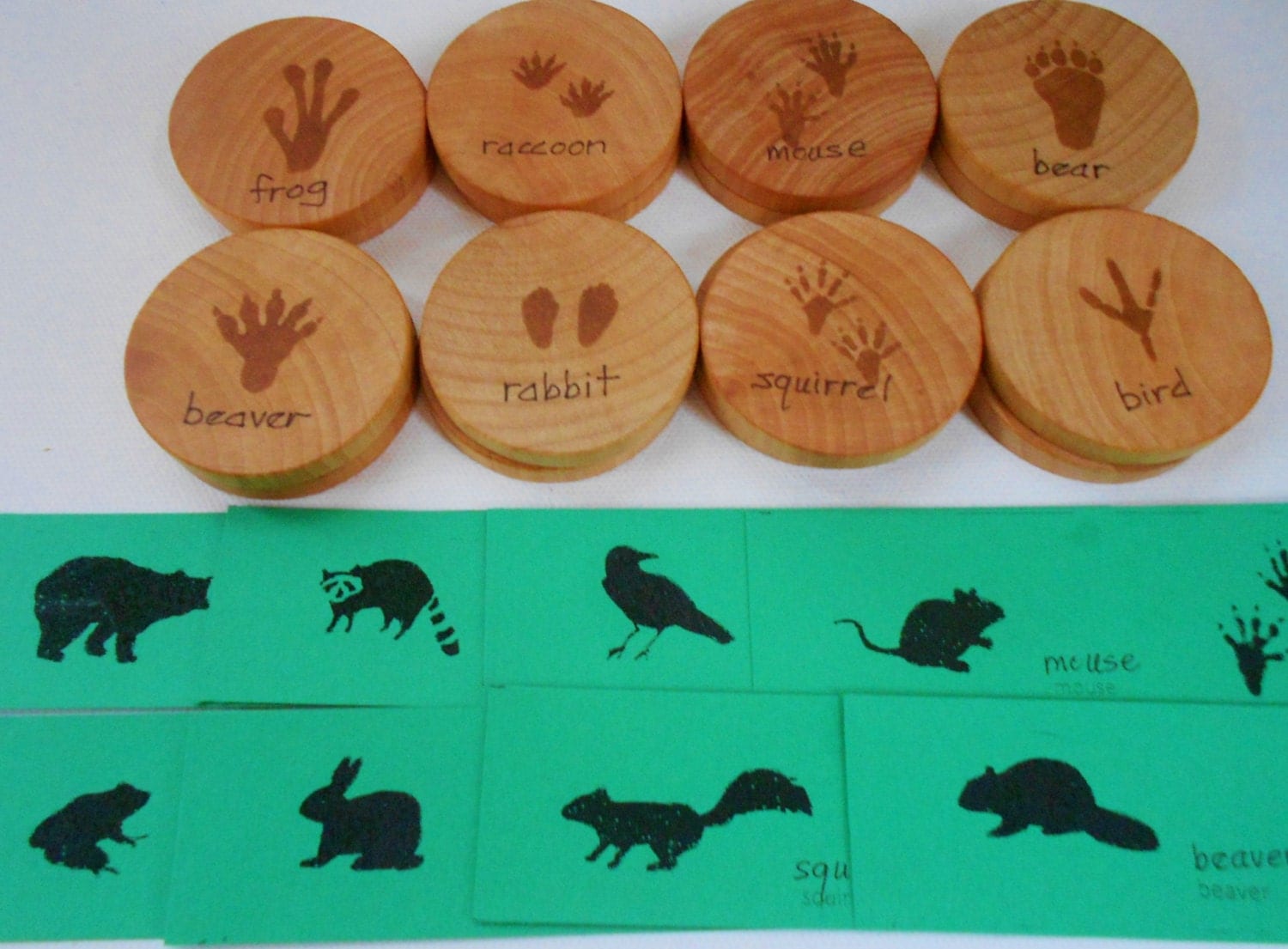 Kids woodland forest animal tracks footprints memory matching