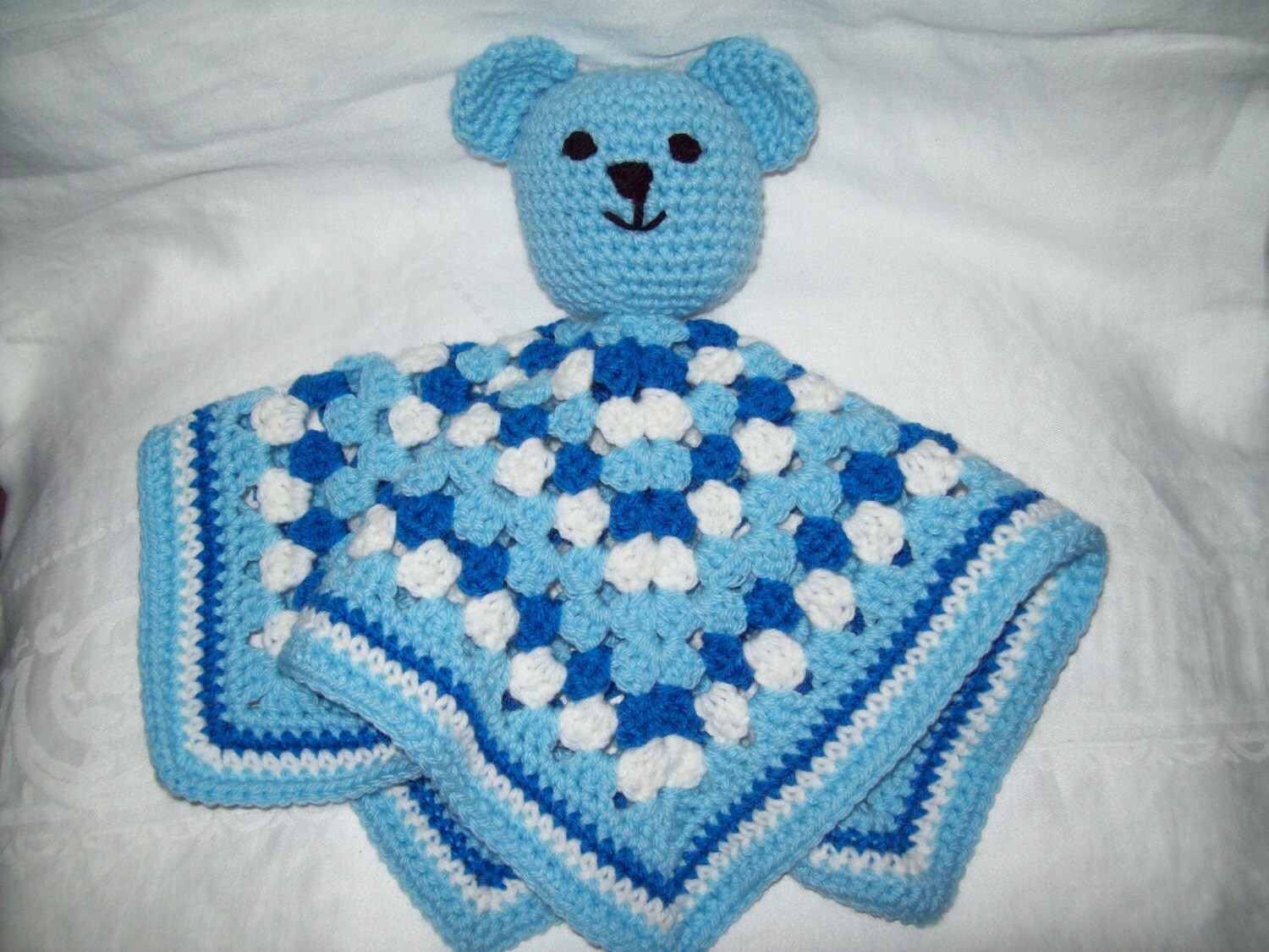 crochet teddy bear security blanket