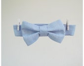 Boys Bow Tie -  Light blue light Oxford cotton bow tie - Various colors available