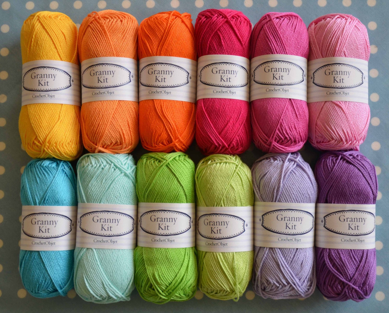 100 Cotton Yarns 12 colours Granny Kit Ready to ship by