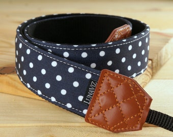 Personalize Camera Strap - Polka Dot for DSLR and Mirrorless (Navy Blue)