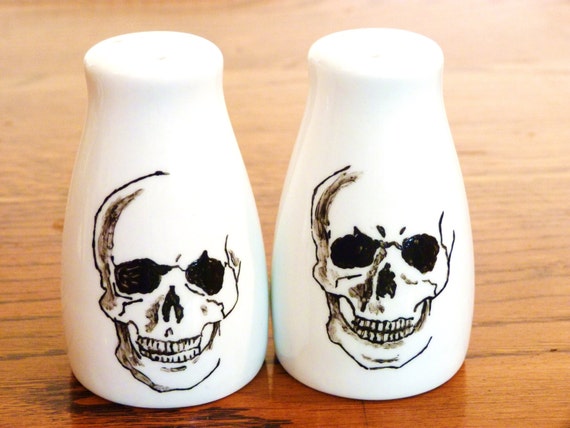 Hand Painted Skulls Salt and Pepper shakers