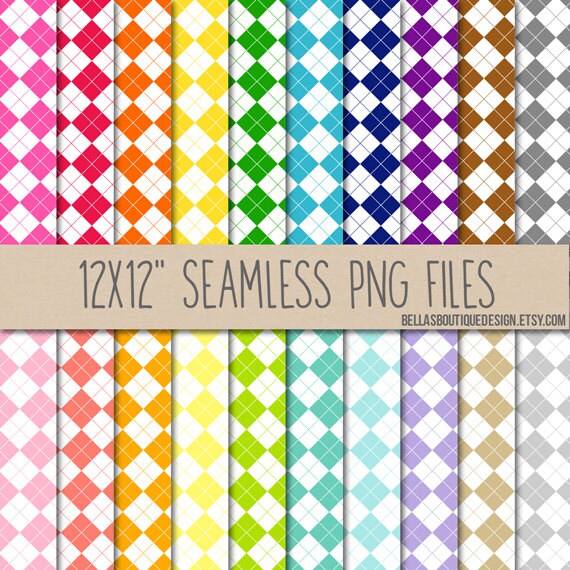 INSTANT DOWNLOAD, SEAMLESS Square Argyle - Basic Patterns - 12x12" Digital Paper 20-Pack Il_570xn