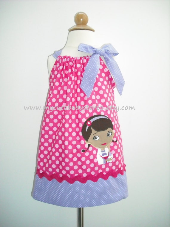 Items similar to Doc McStuffins Hot pink/pink dots Pillowcase Dress on Etsy