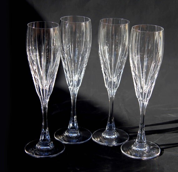 Champagne Toasting Flutes Cut Lead Crystal by cherryREVOLVER