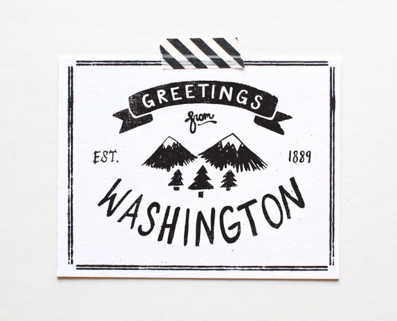State of Washington Postcard, Screenprinted