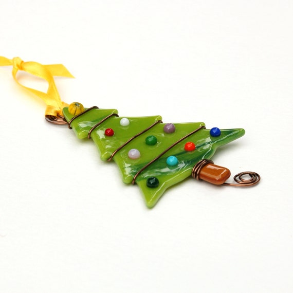 Fused Glass Christmas Tree Ornament Suncatcher