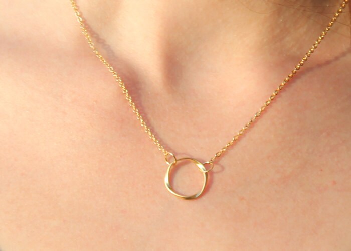Twisted Gold Ring Eternity Necklace Gold Circle Pendant