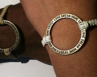 Matching Circle of Love Conversation Bracelets His and Hers Bracelets Couples Bracelets You Choose Color
