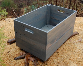 Large Classic Gray Wood Crate-Toy Storage- Reclaimed Wood- Wooden Crate