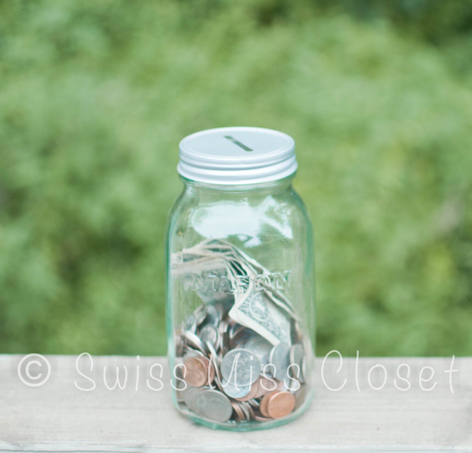 Mason Jar Bank Quart Size by SwissMissCloset on Etsy