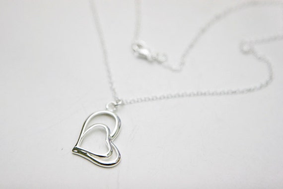 Heart Outline Necklace Sterling Silver Plated by GiftinForFifteen