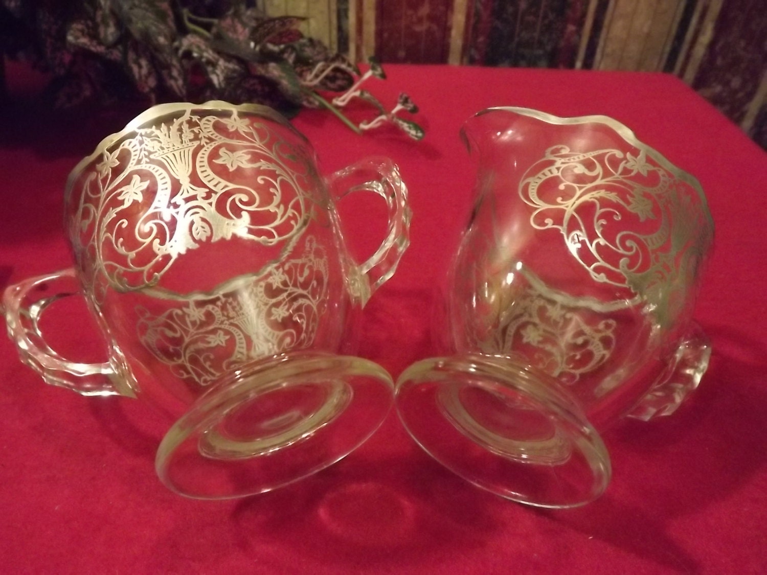 Tea Party for Two! Vintage Cream and Sugar Set, Clear Glass with