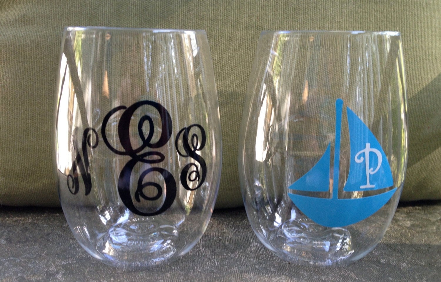 Stemless Acrylic Personalized Wine Glasses by AnInitialImpression