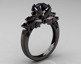 Engagement rings with diamonds and black diamonds
