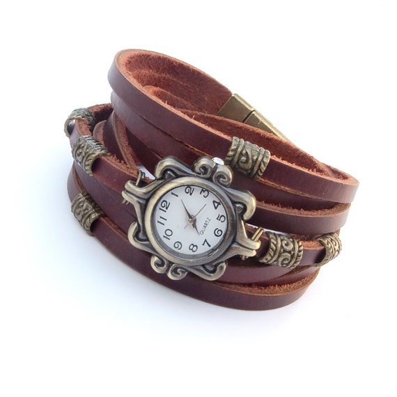 Womens leather watch bracelet Women wrist watch Multi strap