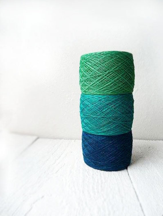 Lace Weight Linen Yarn Emerald Green