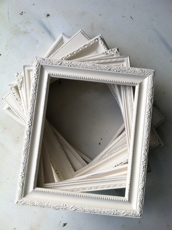 Items similar to Set of 2, 8x10 Ornate Picture Frames, Chunky Frames, Baroque, Antique White