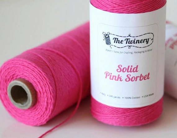 Bakers Twine - SOLID Pink Sorbet - 4 Ply Twine - 240 Yard Spool - The Twinery - Craft Supplies Il_570xn
