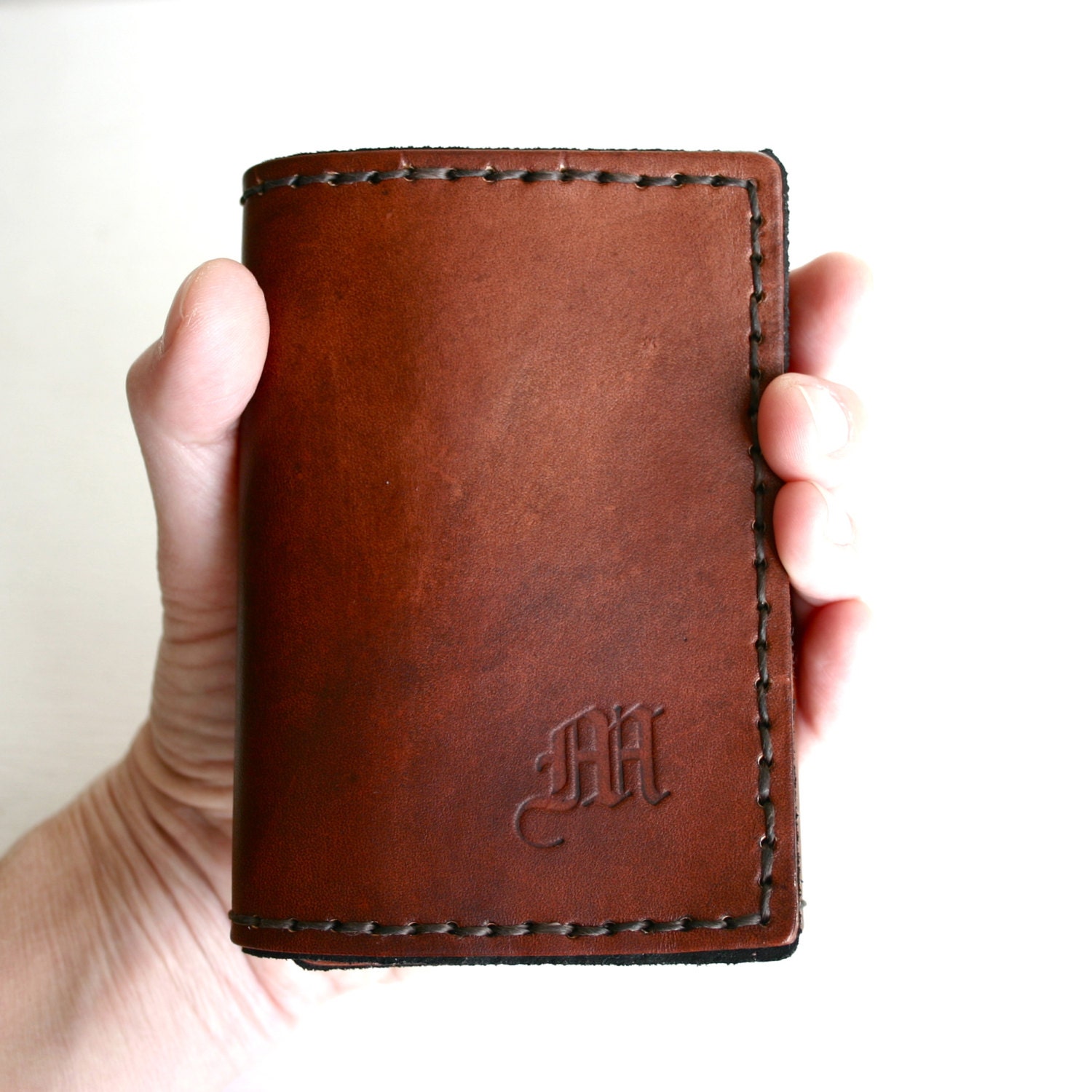 TriFold Wallet. Personalized Mens leather wallet with