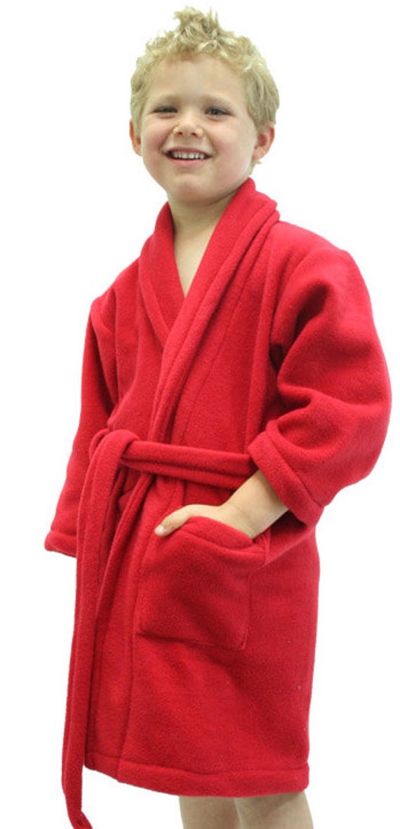 personalized kids fleece bathrobe red