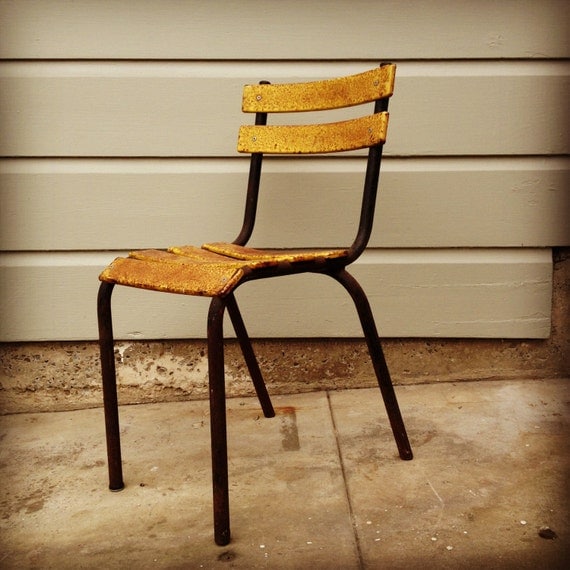 Vintage French Bistro Cafe Chair Yellow by OldandBoard on Etsy