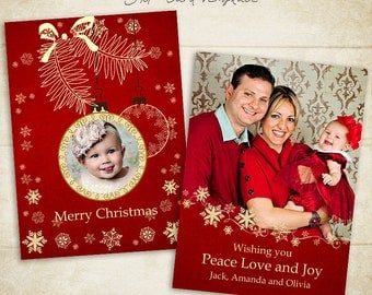 Christmas Card Template - 5x7 photo card template - for photographers and personal use - 012 - ID045, INSTANT DOWNLOAD