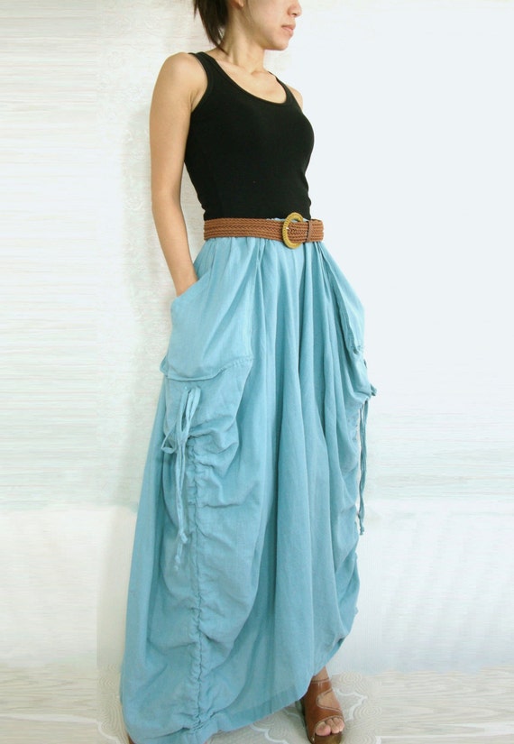 Spring Summer Skirt Lagenlook Unique Big Pockets by idea2wear