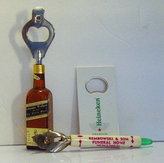 3 BEER BOTTLE Openers Church Keys Advertising by