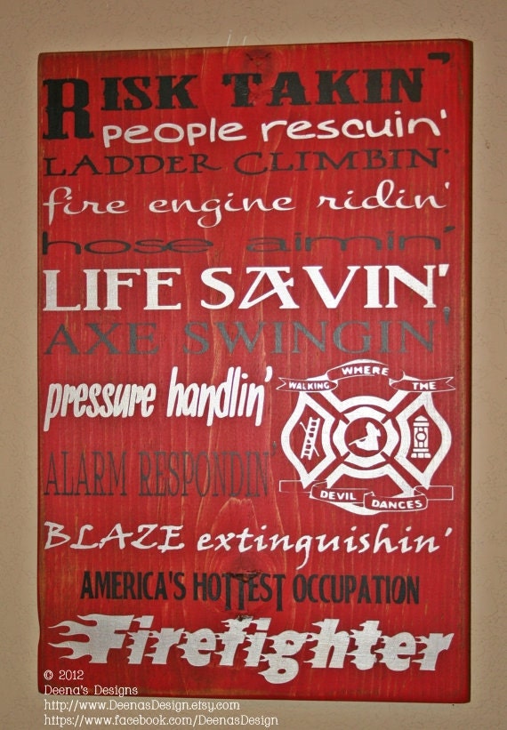 Firefighter Sign Firefighter Sign Custom Wood Sign