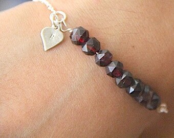 1 Sterling Silver Chakra BRACELET GENUINE RAW Garnet Bracelet