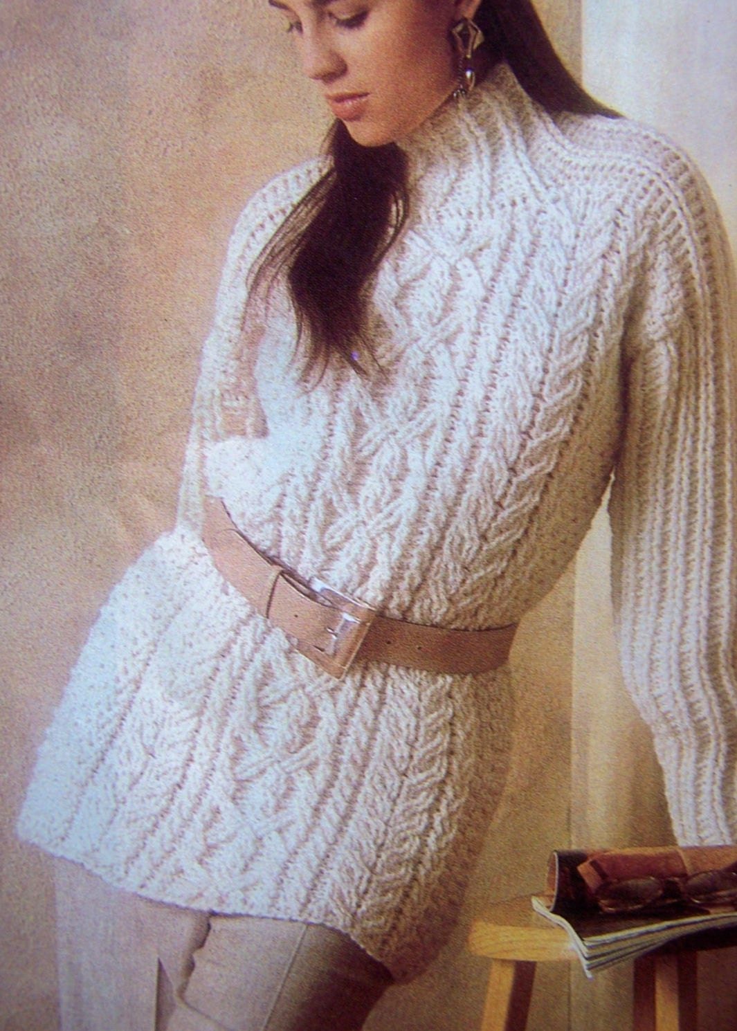 Crochet Aran pullover sweater PDF pattern