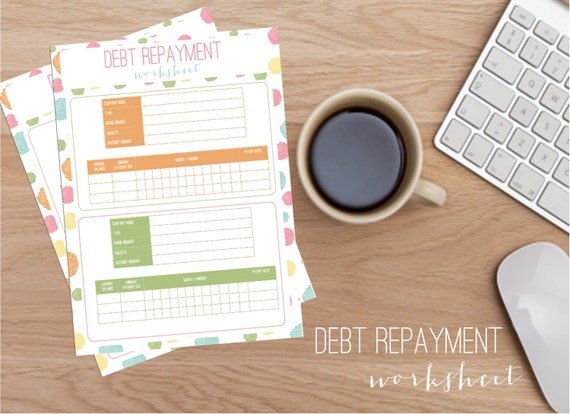 Printable Debt Repayment Worksheet Instant Download