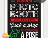 Cyber Sale - Instant Download - Diy Printable Christmas Photo Booth Sign - Vintage Christmas Party photobooth printable prop Pdf 8x10 Il_170x135