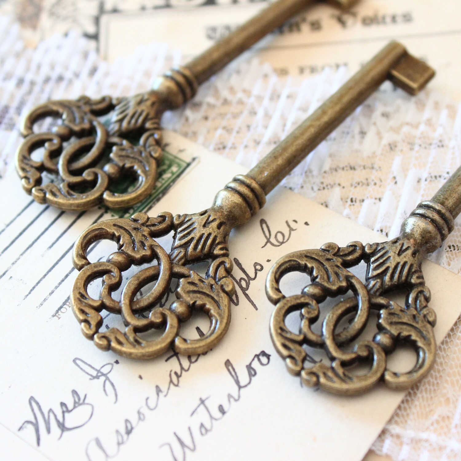 3 Extra Large skeleton key Giant 3.5'' Double sided