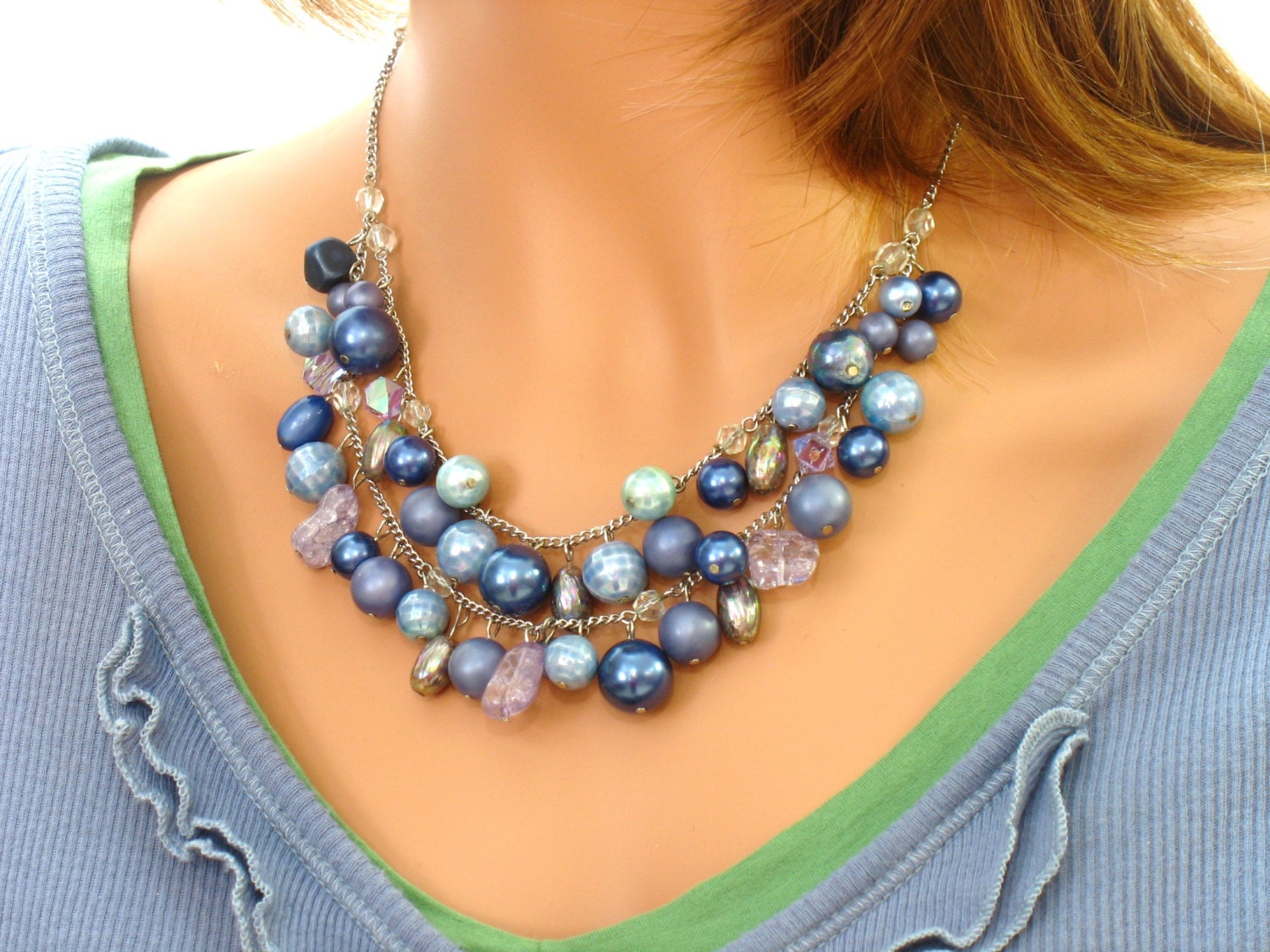 Blue Bead Necklace by BeautifulBagsEtc on Etsy