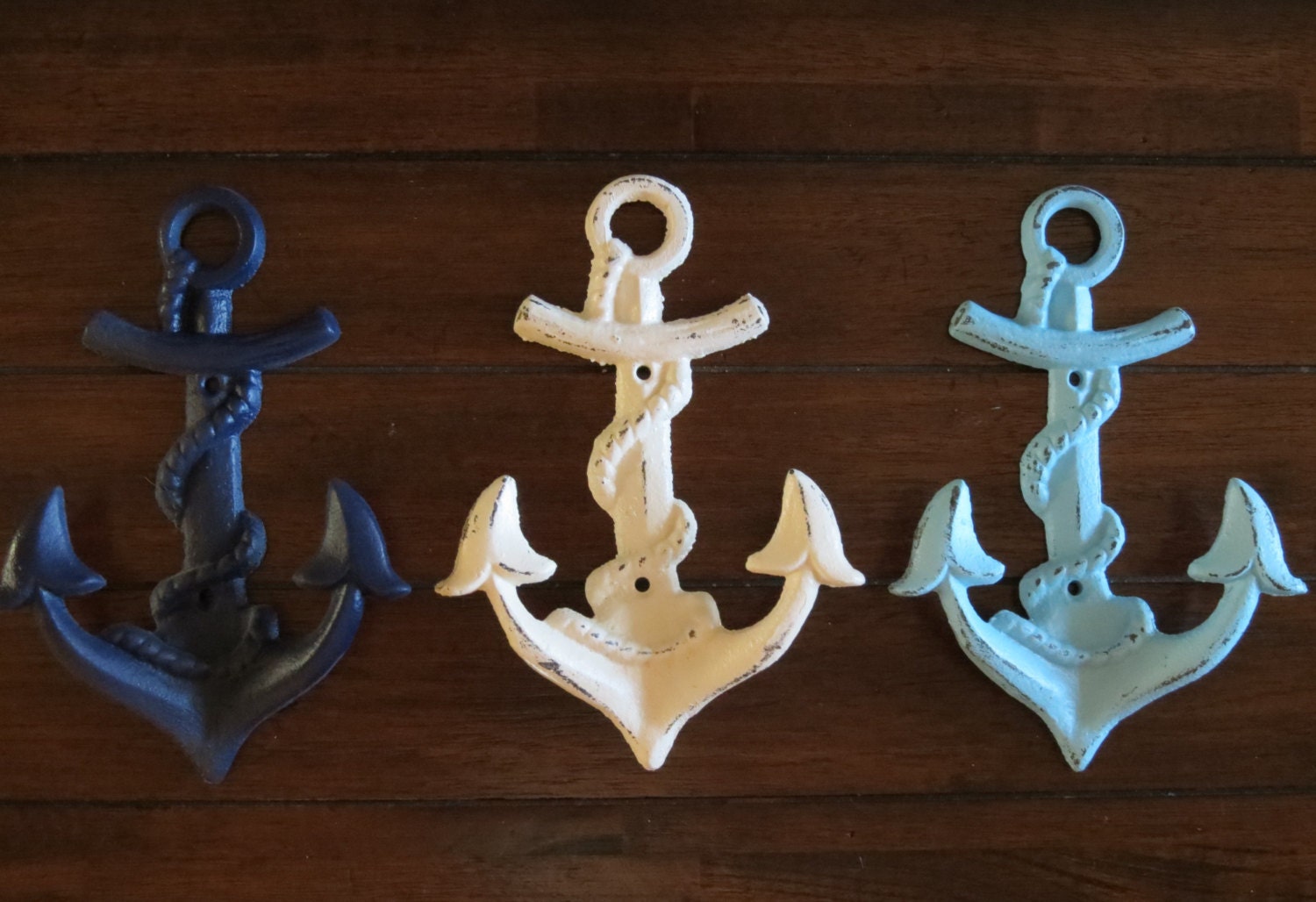 Cast Iron Nautical Anchor Hooks/ Wall hooks /Pick Your Colors/