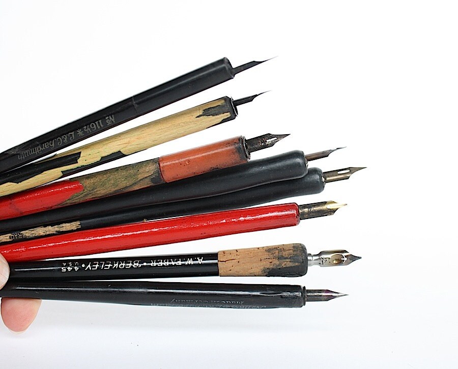Vintage Dip Pens Nib Holders Nibs Calligraphy Lettering Pens