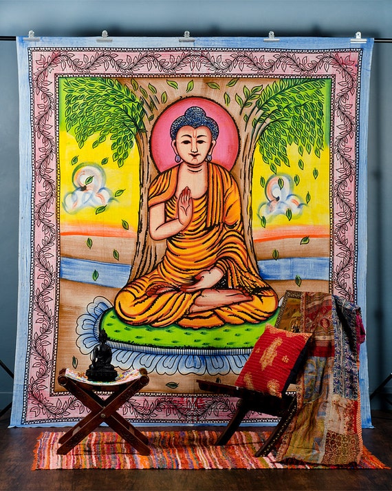 Beautiful Buddha Tapestry Hippie Indian Tapestry by CraftAuraHome