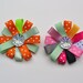 Set of Two Hair Bows - Flower Hair Bows - Multicolored Flower Hair Clips- Girl Hair Clips - Clippies - Hair Accessories for Toddlers Girls