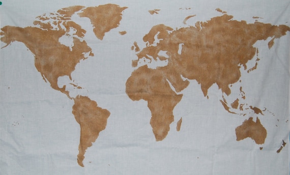 SALE World Map Wall Tapestry In Gold