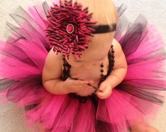 Hot Pink and Black Tutu , Pink and Black Tutu, Newborn Tutu, Toddler Tutu, Infant Tutu