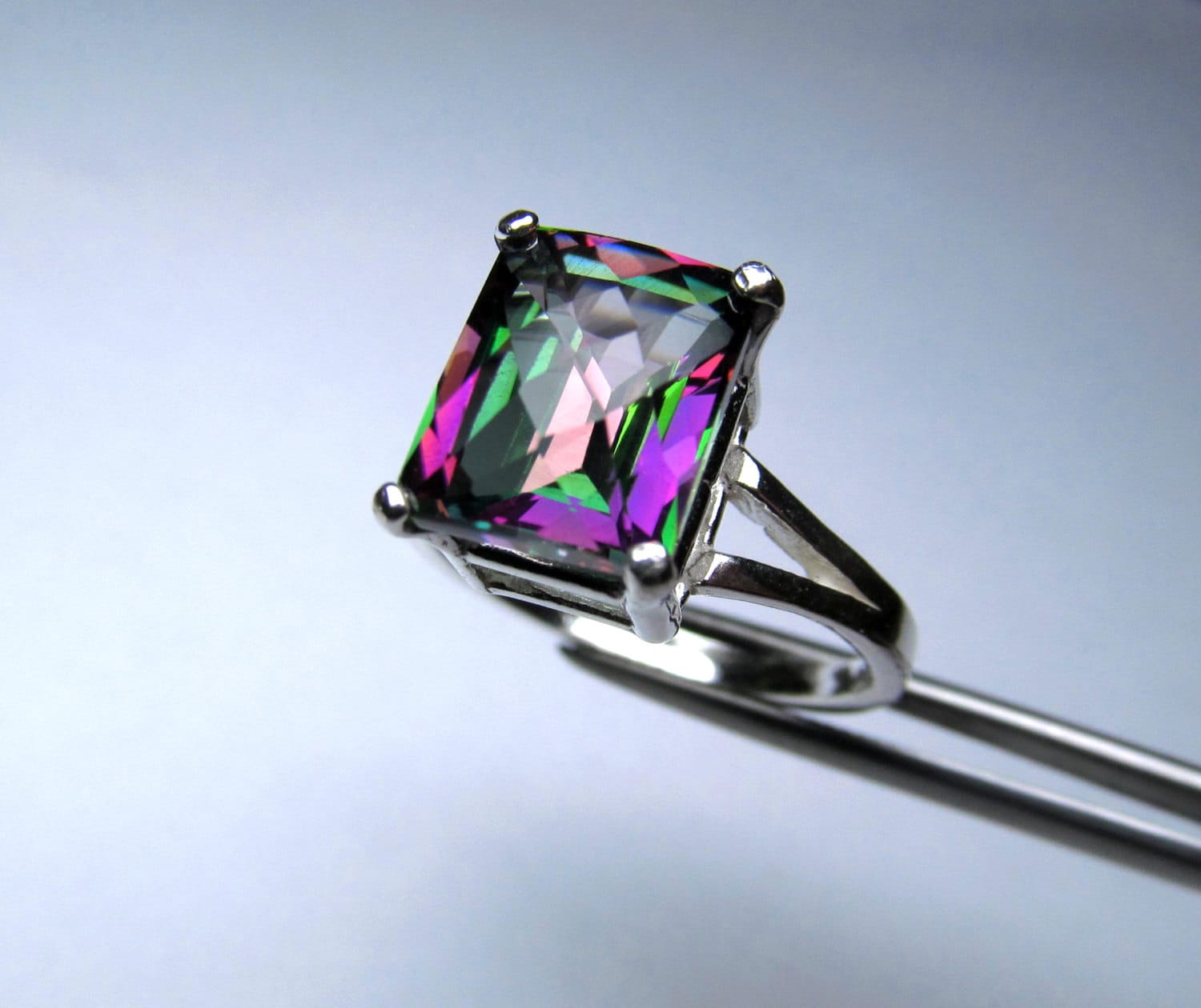 Fine Mystic Rainbow Topaz In Sterling Silver Ring