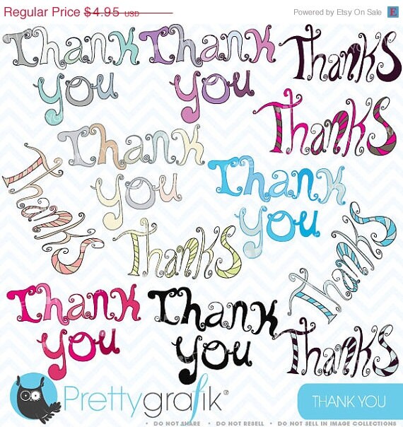 40% OFF SALE thank you alphabet word art clipart commercial use, vector graphics, digital clip art, digital images - CL335 Il_570xn